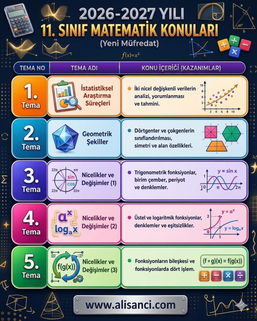 11.Sınıf Matematik Konuları - Yeni Müfredat