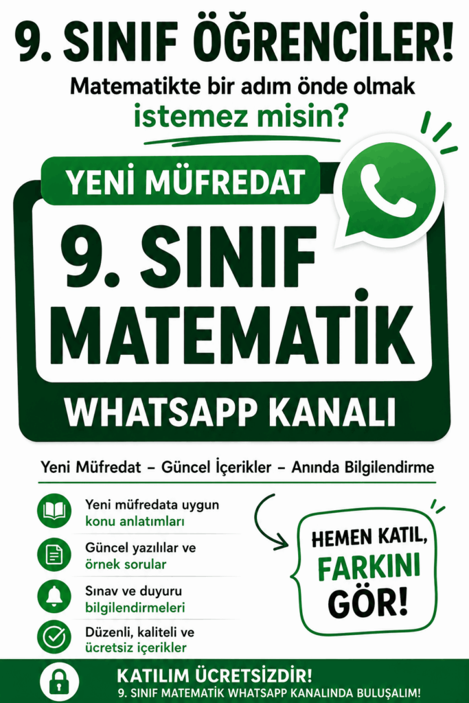 9.Sınıf Matematik Konuları - Yeni Maarif Müfredatı
