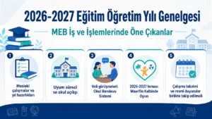 2026-2027 MEB genelgesi; mesleki çalışmalar, uyum süreci, veli randevu sistemi, Maarifin Kalbinde Oyun teması ve çalışma takvimi