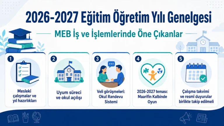 2026-2027 MEB genelgesi; mesleki çalışmalar, uyum süreci, veli randevu sistemi, Maarifin Kalbinde Oyun teması ve çalışma takvimi