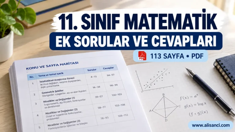 11. sınıf matematik ek sorular ve cevapları 113 sayfalık PDF fasikülü