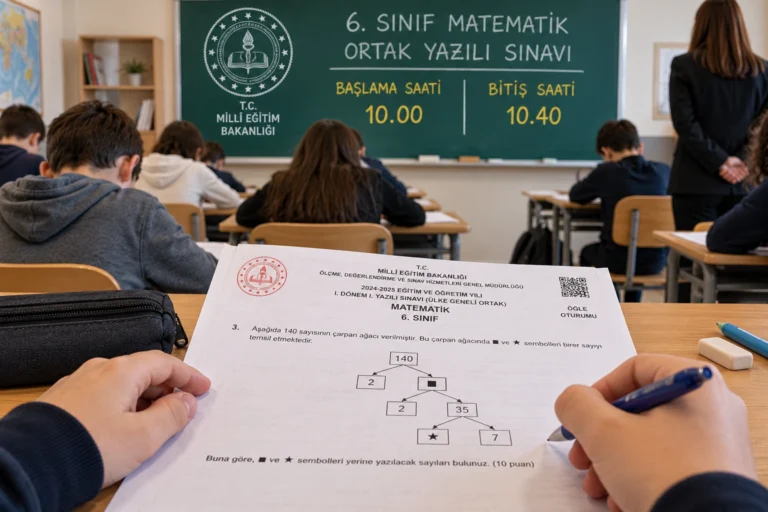 Matematik ortak yazılıya nasıl çalışılır? MEB 6. sınıf matematik sınavında öğrenciler, gözetmen öğretmen ve ortak yazılı soru kitapçığı.